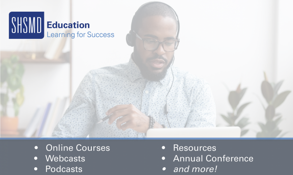 SHSMD_Education_2022_Homepage Ad with Black Man on a Webinar